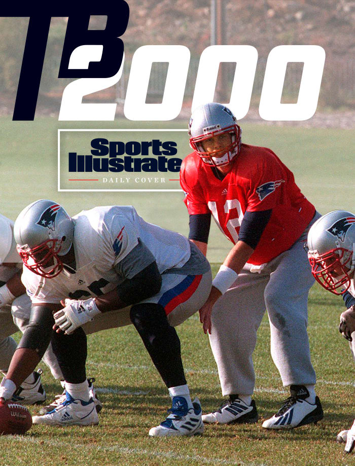 Tom Brady takes a snap during a practice during his rookie season in 2000